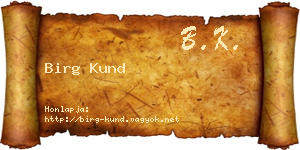 Birg Kund névjegykártya